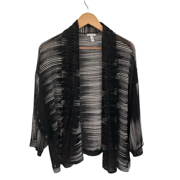 Chico’s black and white mesh cardigan one size fits most - Picture 3 of 7